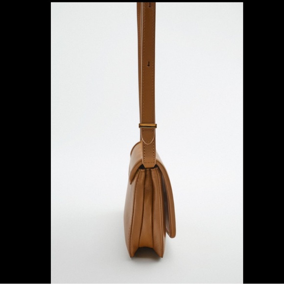 ZARA NWT 100% LEATHER CROSSBODY BAG BROWN - Picture 6 of 7